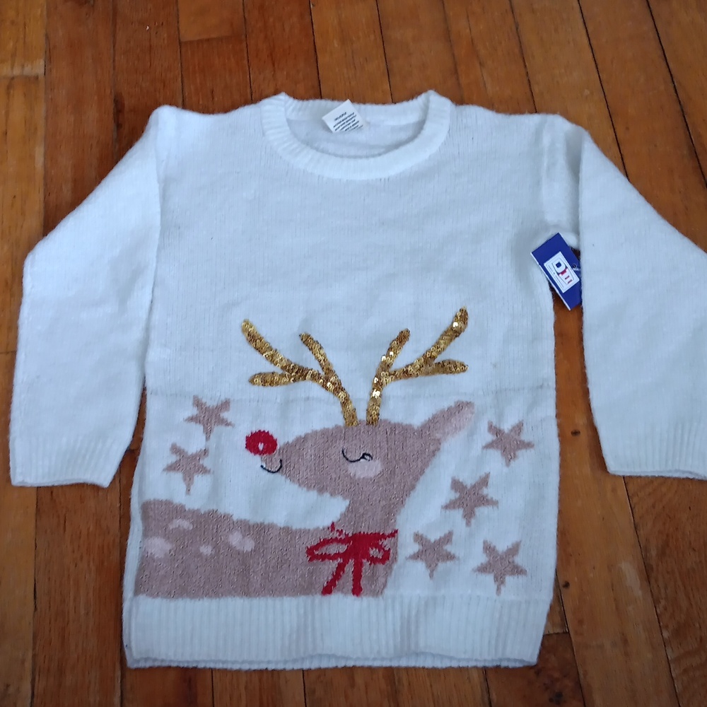 Sequin Reindeer Sweater Girls 6 🦌 NWT